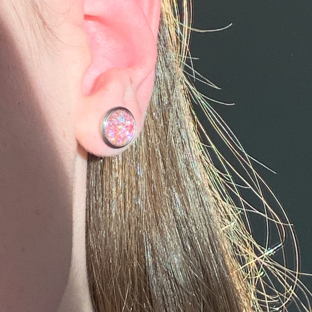 💎 HANDCRAFTED pink diamond stud earrings 💎 - Picture 3 of 3
